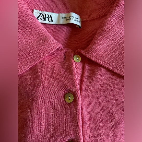 Zara Women's Basic Short Sleeve Short Knit Polo Dress Pink XS‎ - Picture 9 of 9